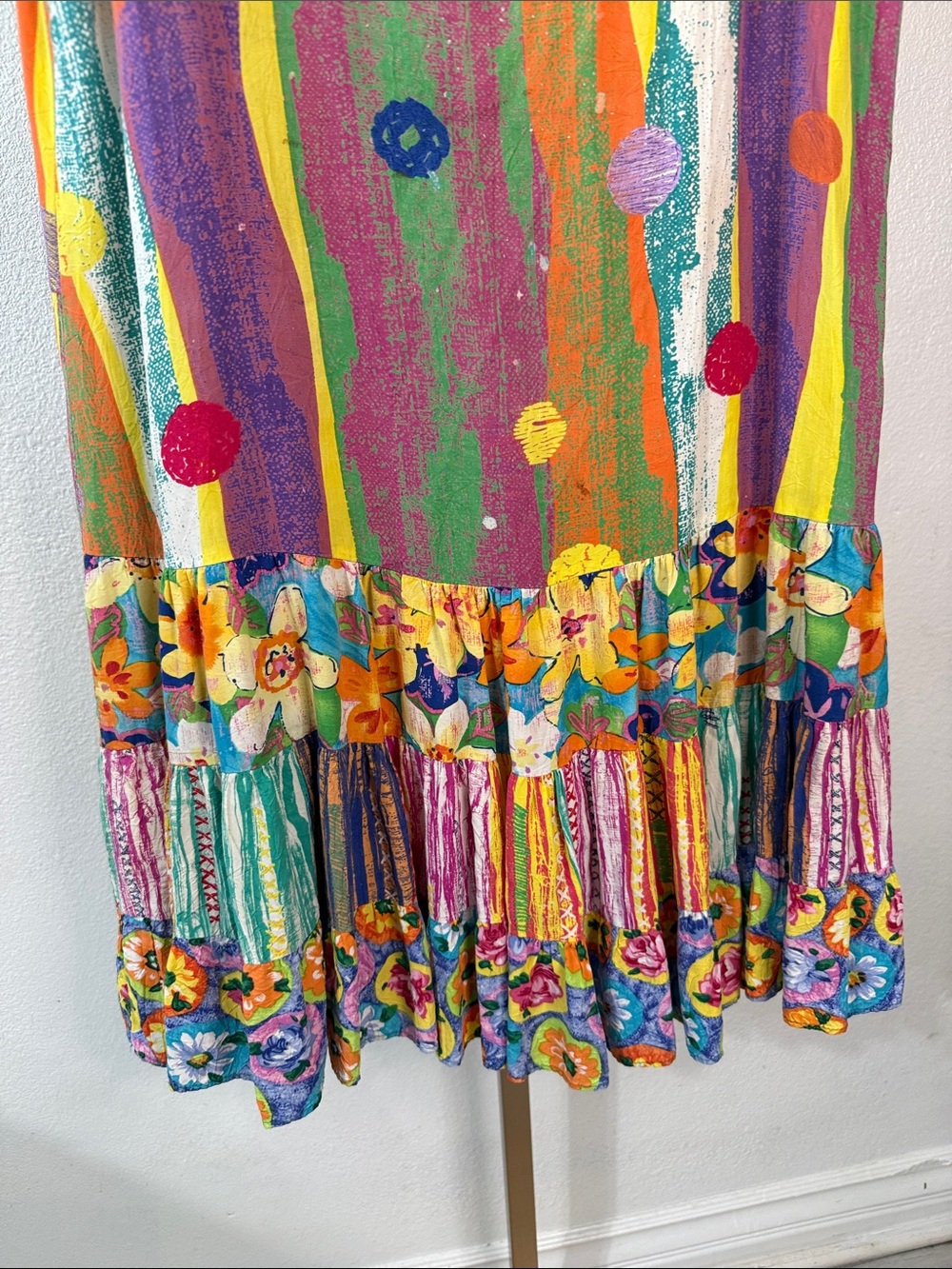 JAMS WORLD- Colorful Multistripe Floral Mini Dress - Vibrant Rainbow Print-LARGE - Picture 3 of 6